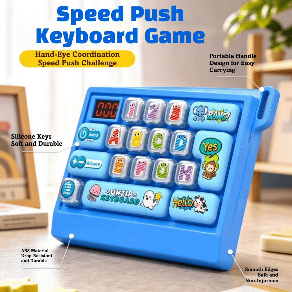 Electronic Game Quick Push Keyboard Game Machine Focus Training Handheld Pop Fidget Quick Push Stress Relief Sensory