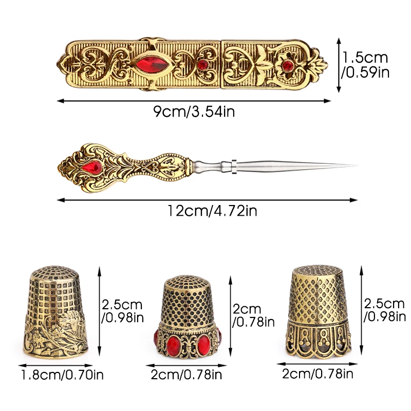 D & D custodia per ago in metallo per cucire in stile europeo e punteruolo per cucire ditale e cucitrice per ricamo e artigianato strumenti per cucire