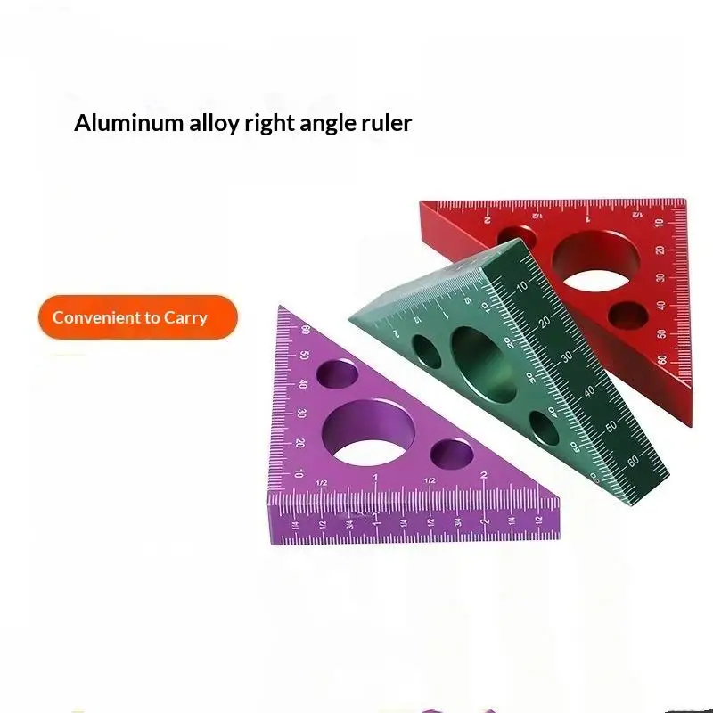 Aluminum Right Angle Measuring Ruler Woodworking Triangle Scale Lightweight Carpenter Gauge for Handmade Wood Craft Projects