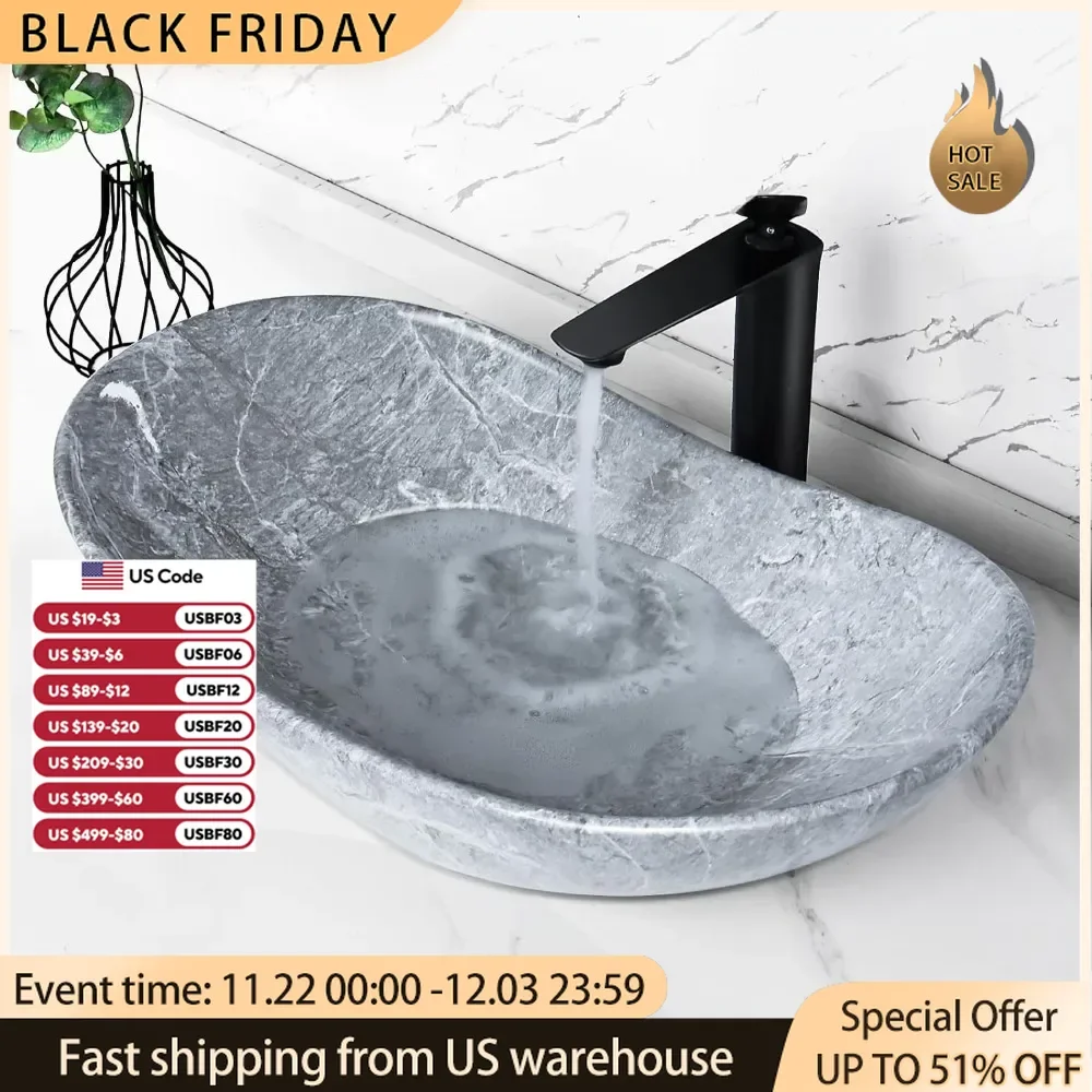 Boat Shaped Bathroom Container Sink Bowl Art Basin With Pop Up Drain Modern Grey Ceramic Ceramic Bathroom Dresser Container Sink