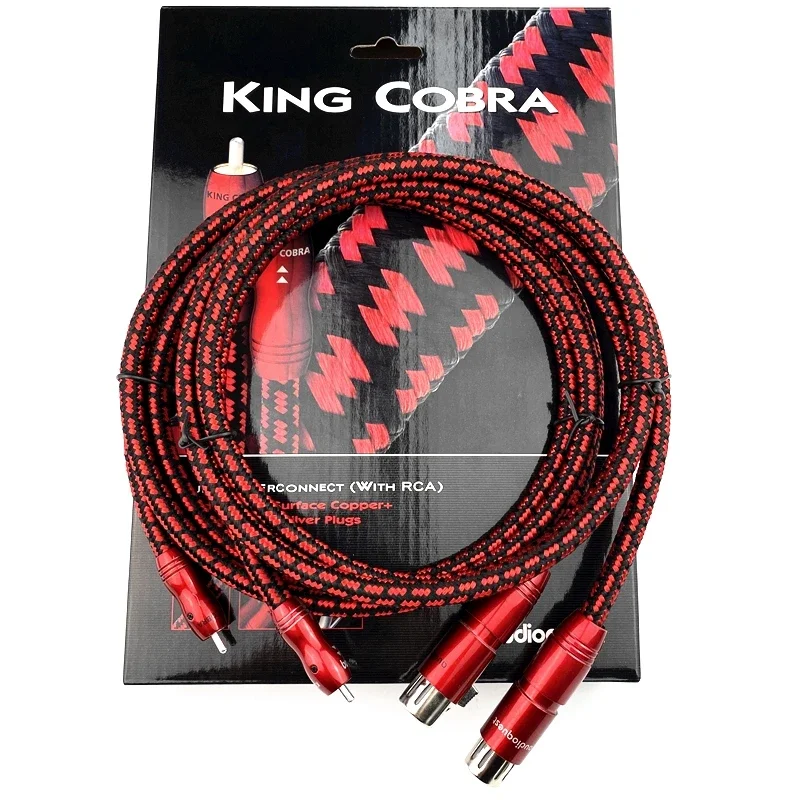 King Cobra 2RCA To 2XLR Cable PSC (Perfect-Surface Copper ) Copper HiFi Audio Amplifier Signal Cable