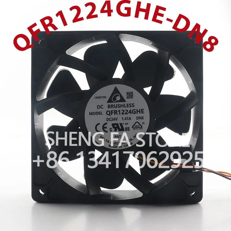 Inverter Large air Volume Speed Regulation Delta 12V 48V DC 24V 1.41A QFR1224GHE-DN8 Cooling Fan AC EC 12038 120x120x38MM 12CM