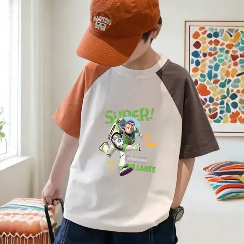 لطيف ديزني الطنانة الخفيفة الصبي جديد الصيف أزياء الكرتون نمط مريح التجفيف السريع تنفس قصيرة الأكمام تي شيرت أعلى