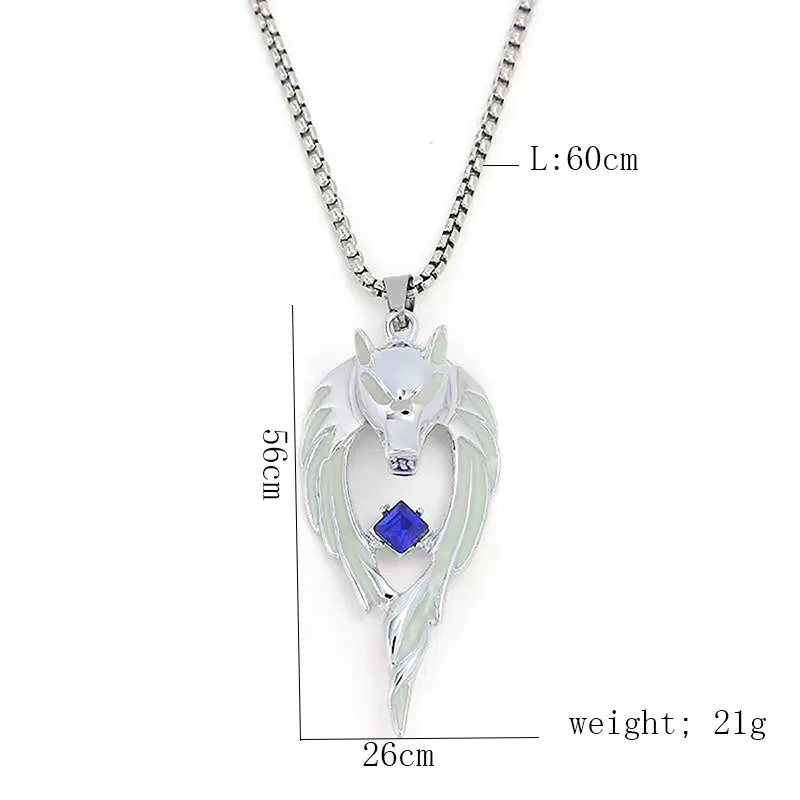 Luminous Necklace Men Gothic Punk Glow In The Dark Wolf Pendant Titanium Steel Chain Necklace for Steampunk Halloween Party