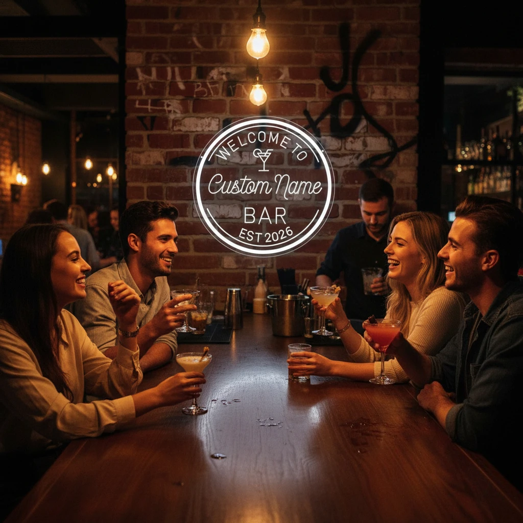 Customizable Bar Neon Sign -Unique LED Neon Light Personalized Bar/Man Cave Wall Art Cocktail Theme Christmas Gift For Him Dad