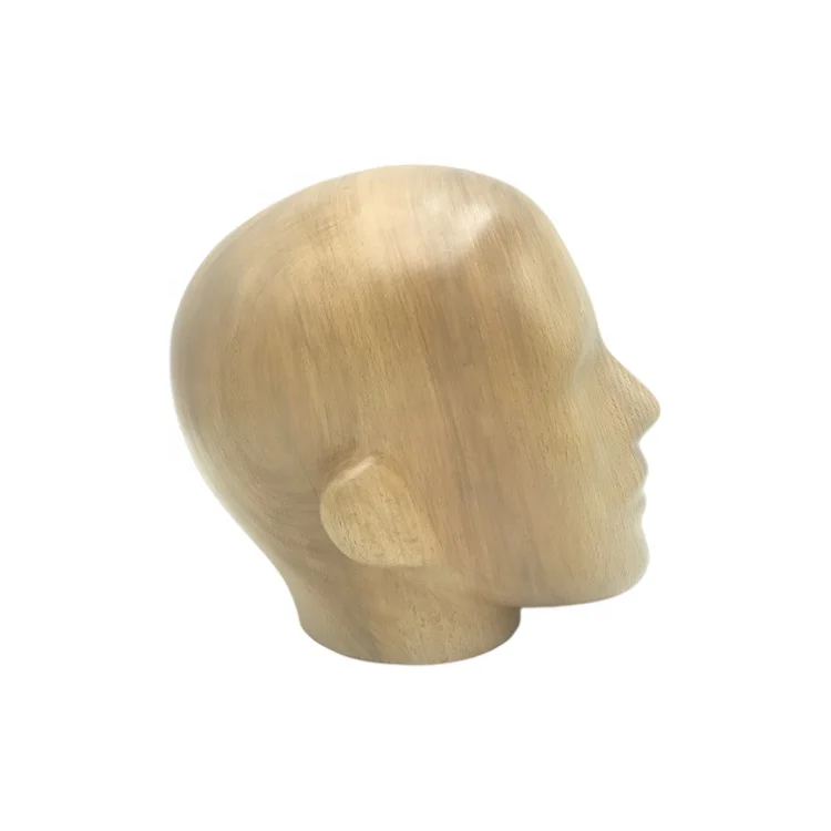 Wooden Head Unisex Custom Head Mannequin Abstract Face Head Mannequin Hat Display Wooden Bust Dummy Standing