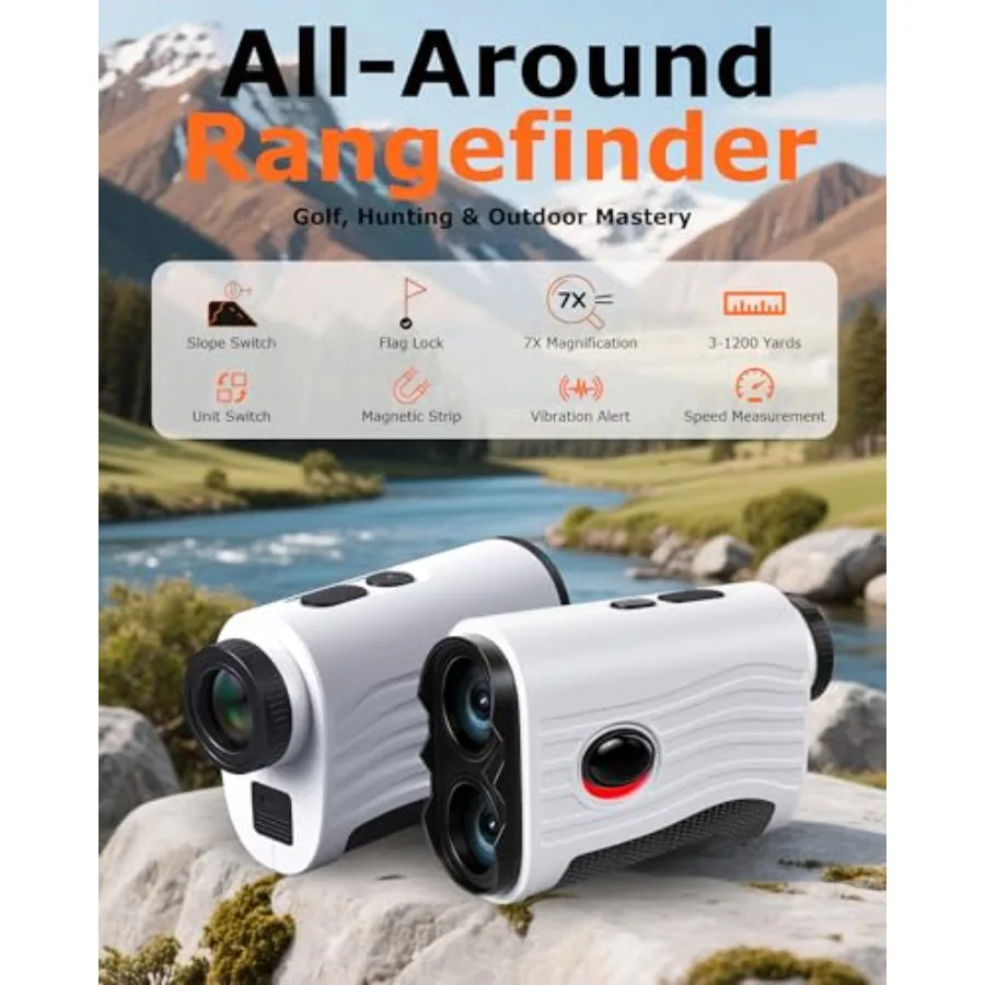 Telemetro da golf con pendenza per la misurazione della distanza di precisione fino a 1200 iarde in caratteristiche di scenari di golf e caccia all'aperto