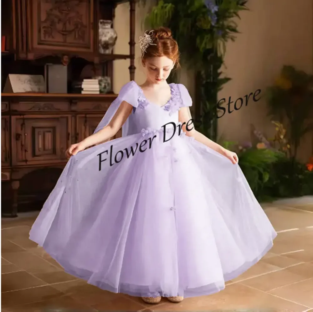 Vestido elegante de hada para niña, vestido de flores con rubor hecho a mano, vestido de princesa rosa con flores para niños, boda, cumpleaños, fiesta de comunión