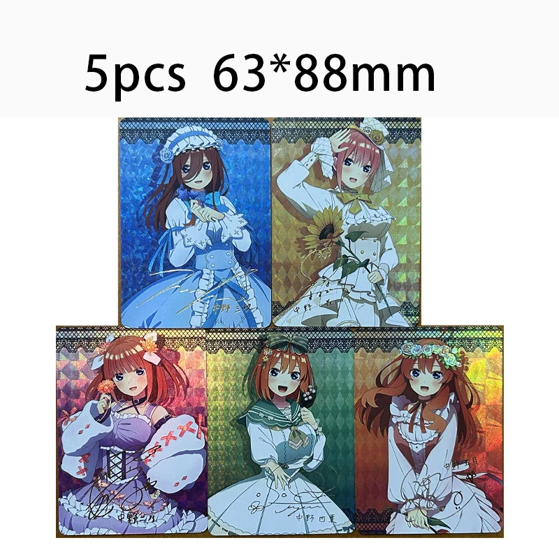 5pcs/set The Quintessential Quintuplet Nakano Yotsuba DIY self-made Color Flash Card Anime Game Collection Card Gift 63*88mm