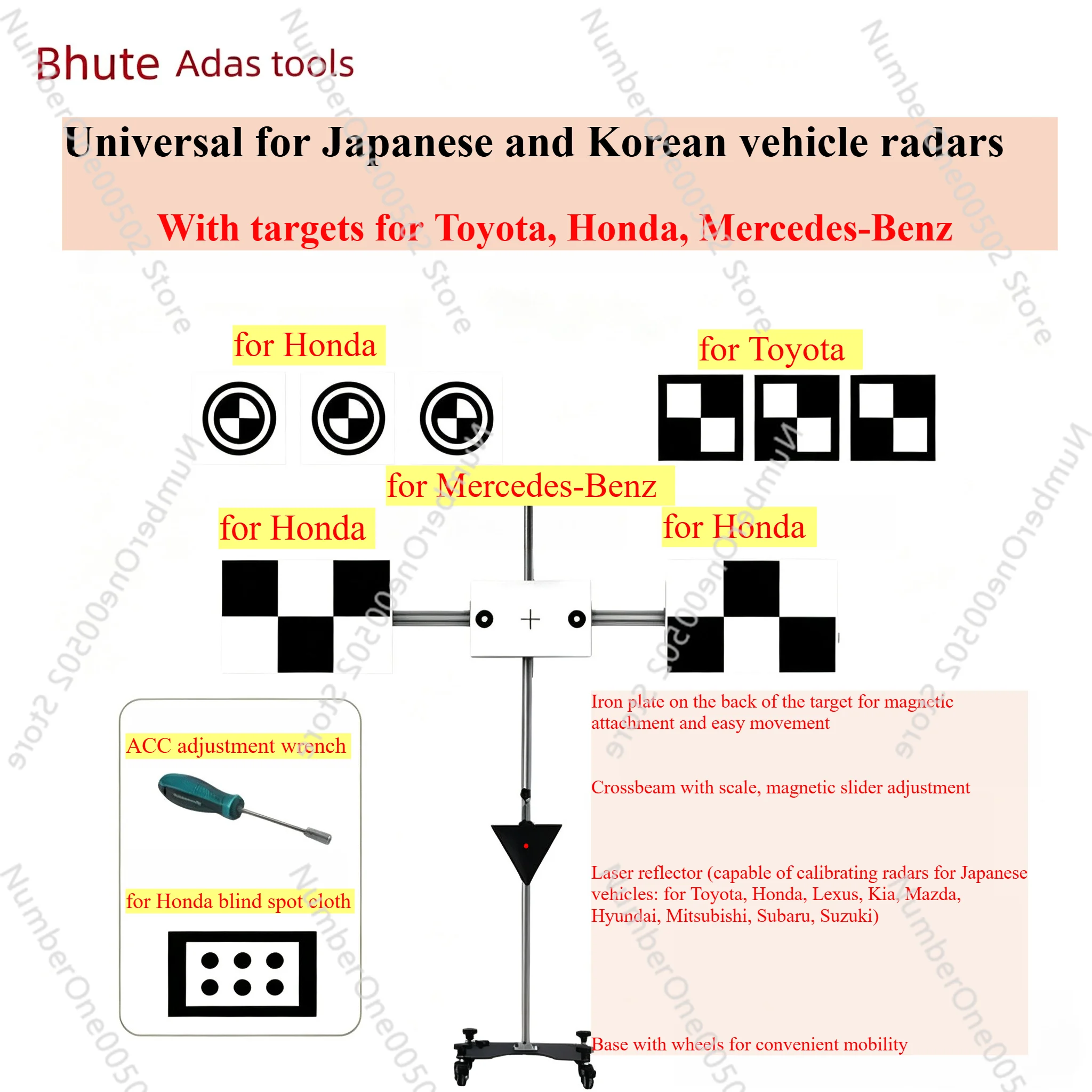 ADAS Calibration Tool ACC mmWave Radar Calibration for Japanese Korean Cars, Front Camera Calibration for Mercedes, Toyota Honda
