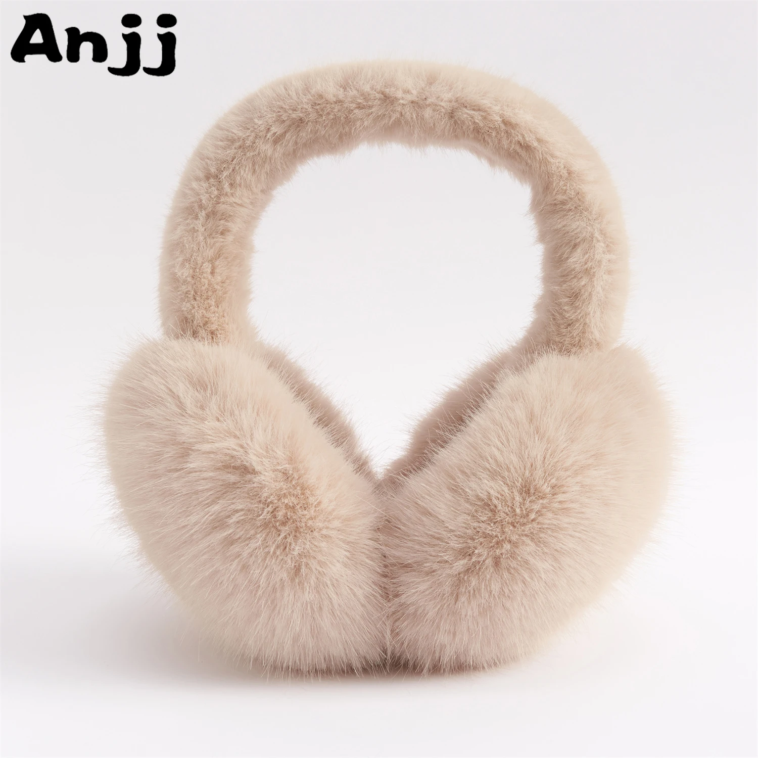 

Anjj Light Coffee Earmuffs 2024 Winter New Popular Thickened Plush Imitation Rabbit Fur Ear Muffs for Family Member Gifts