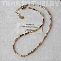 Trendy Natural Stone Crystal Collar Chain Necklace Copper Plated Handmade Stylish Beads Jewelry Bijoux Gift