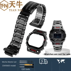 Black watchband+case set for G-SHOCK Casio DW-5600 small square GW-B5600 modified mecha warrior strap case accessories