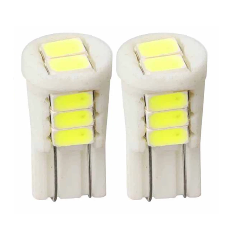 

100pcs Ceramic T10 W5W 194 168 Car LED License Plate Light Reading Lamp Wedge Side Clearance Light Bulb 5630 8SMD White DC12V