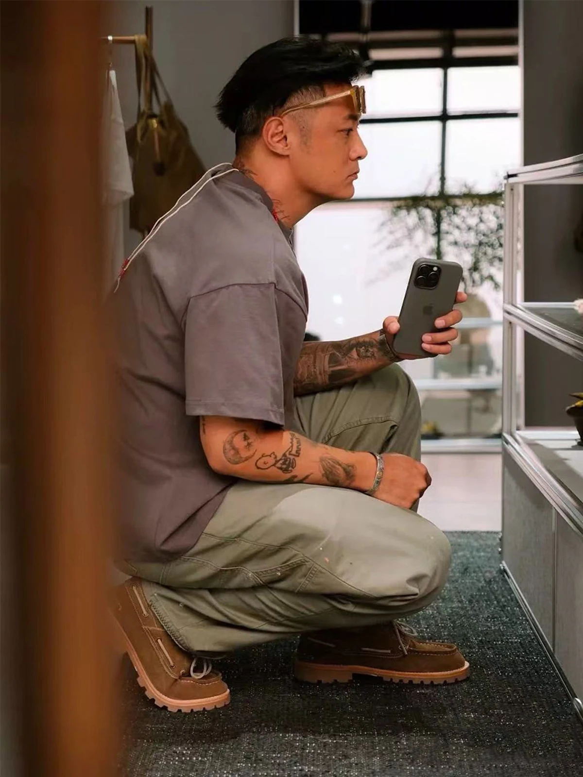 

MADN Japanese Sle Retro Waed Carpenter Pants Loose Straight Casual Cotton Trousers for Men Youth Daily Wear