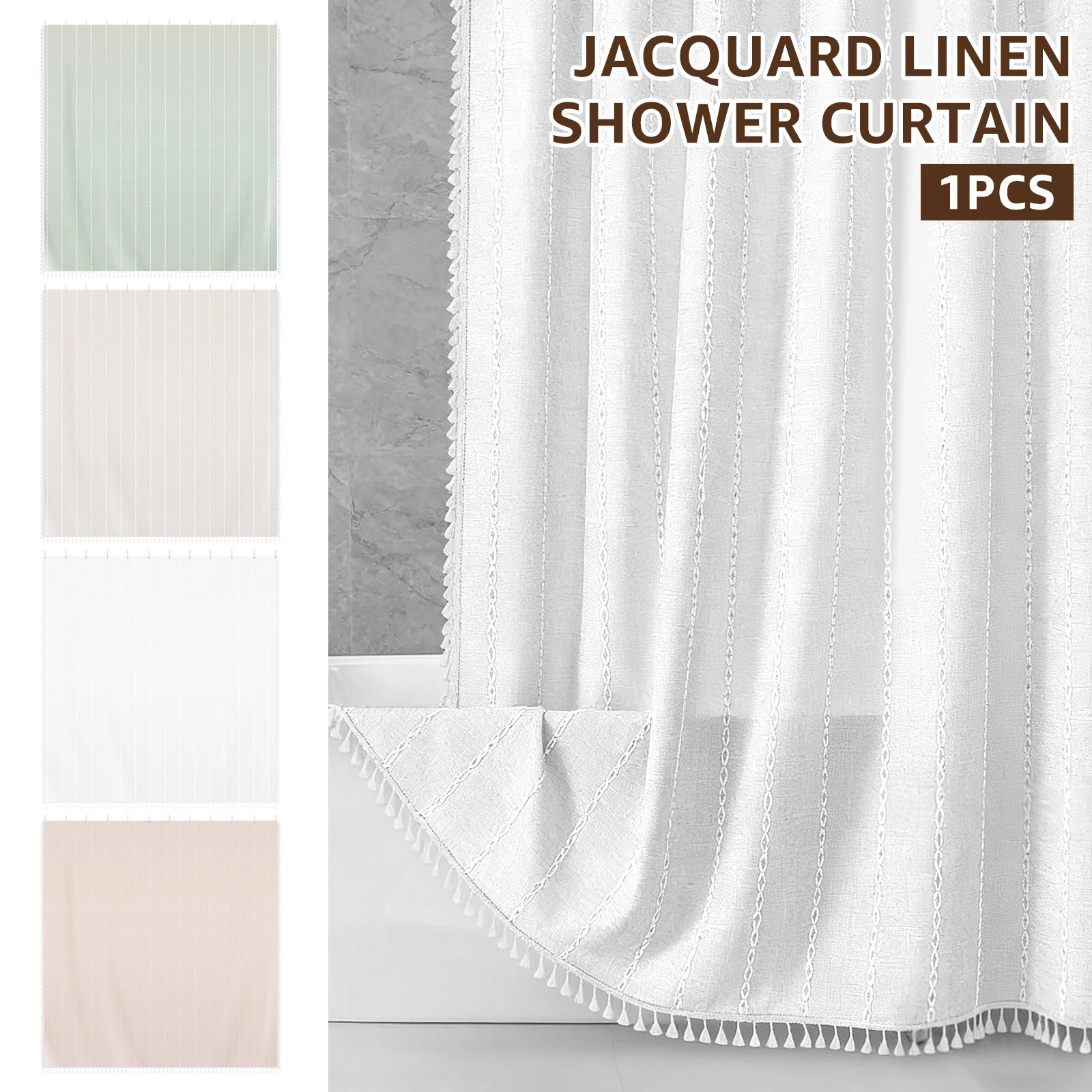 

Занавеска для душа в фермерском доме, водонепроницаемая ткань с кисточками в стиле бохо, занавеска для душа для винтажного декора ванной комнаты с 12 пластиковыми крючками