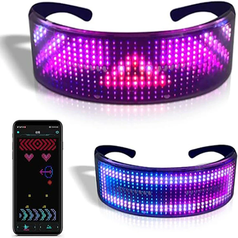 

Светодиодные очки с Bluetooth и управлением через приложение, RGB-подсветка, для косплея, вечеринок и музыкальных фестивалей