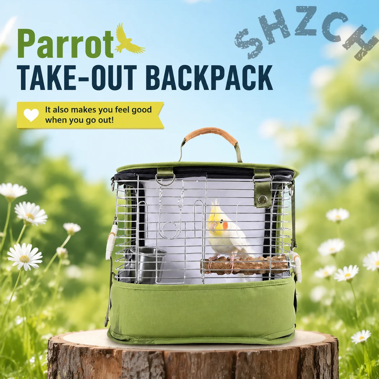 Waterproof Outdoor Bird Cage Backpack Portable Take-Out Ornamental Cage for Birds