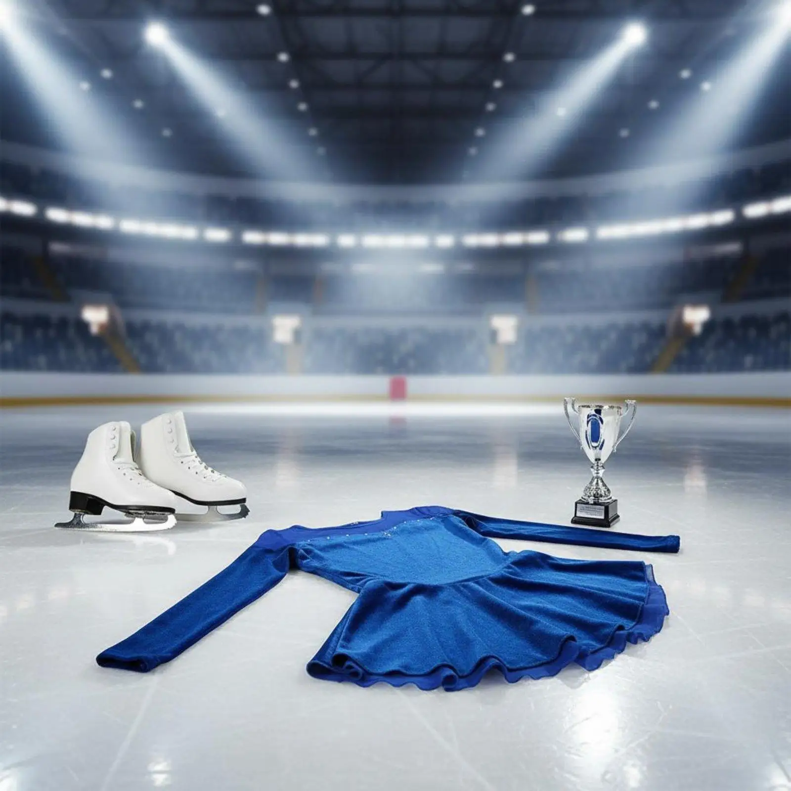 Long Sleeve Figure Skating Dress Handmade Velvet Ice Skating Costume Performance Wear for Girls, Women, Competition