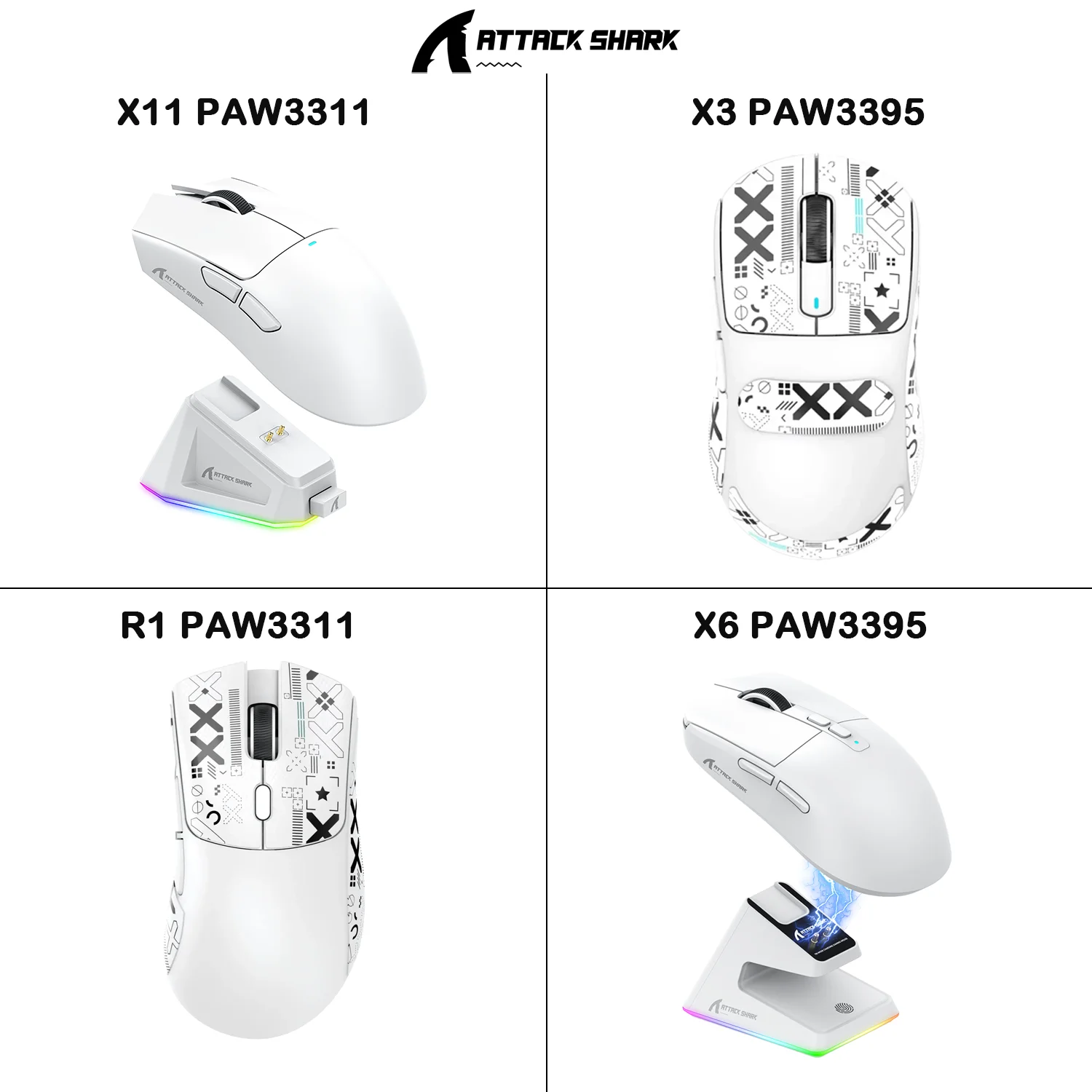 

Attack Shark X11/X6/X3/R1 RGB Wireless Gaming Mouse, Bluetooth Tri-Mode Connectivity, Lightweight, Ergonomic for VALORANT&FPS