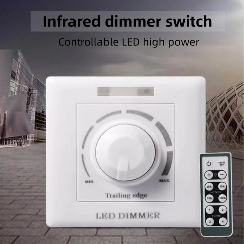 

Lnfrared Dimmer Switch Can Control LED High Power 200w Lamp Safety Single Tone Light Dark Knob With Remote Control Adjustment