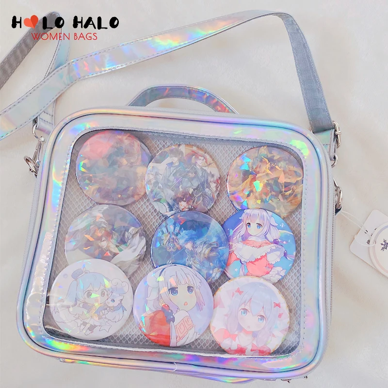 Cassual Ita Bag Women Kawaii AnimeTransparent Window Shoulder Bag Messenger Bag Sweet Lolita Pins Badges Display Girls Gifts