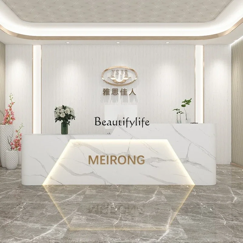 01-Modern Office Reception Desk Beauty Salon Cashier Bar Table Painting Front Desk