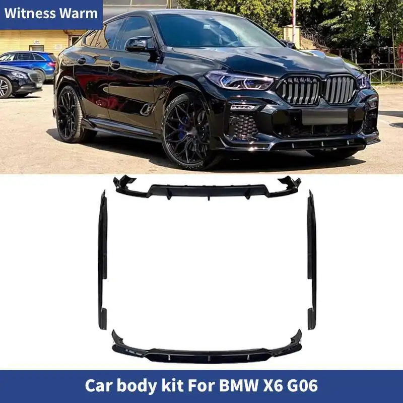 Kit de carrosserie de voiture, pour BMW G06 X6, noir brillant, Style carbone ABS, lèvre avant, diffuseur arrière, jupes latérales, 2021