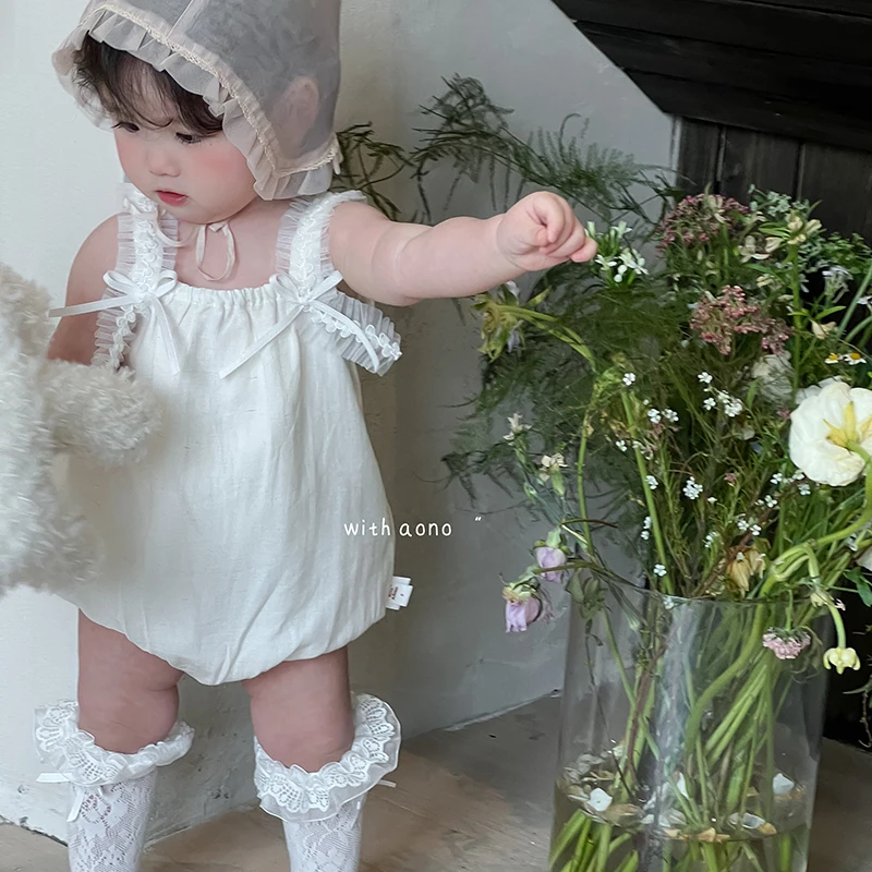 

SeasonSea Baby Jumpsuit Breathable Sleeveless Bodysuit Summer Solid Color 0-2Y Onesie Lightweight Baby Toddlers Clothing