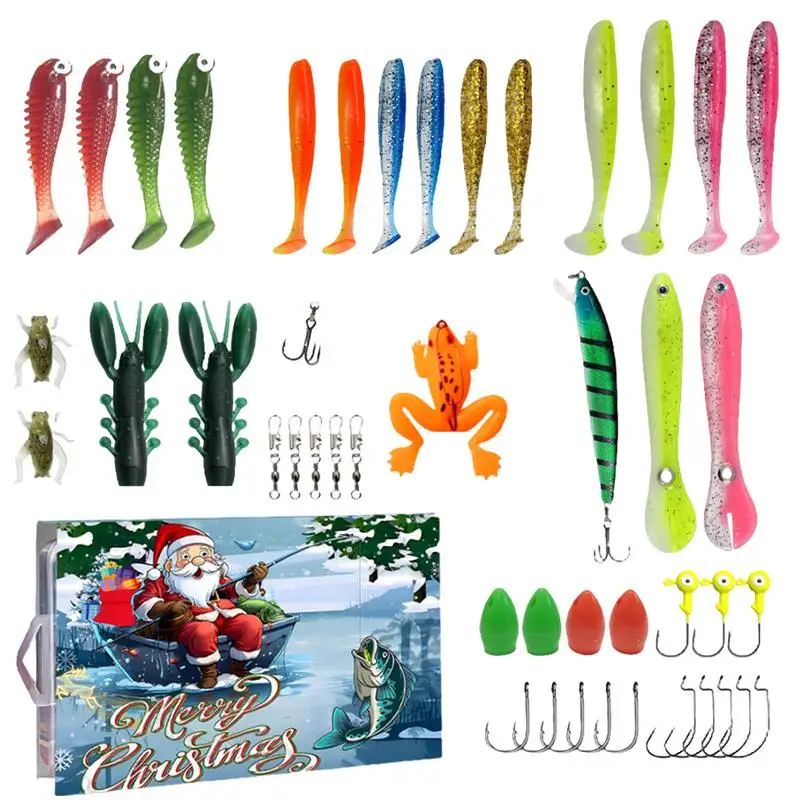 

2024 Fishing Tackle Advent Calendar Fishing Lures Set Fishing Gear 24 day Christmas Countdown Calendar Gifts Fishing Lures Set