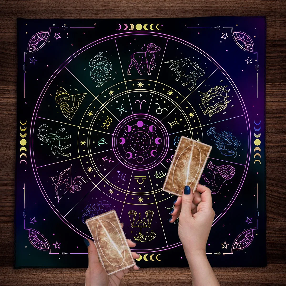 Tarot Cloth Suede Tarot Cloth Velvet Suede Tarot Tablecloth 12 Constellations Divination Altar Cloth Board Game Witchcraft