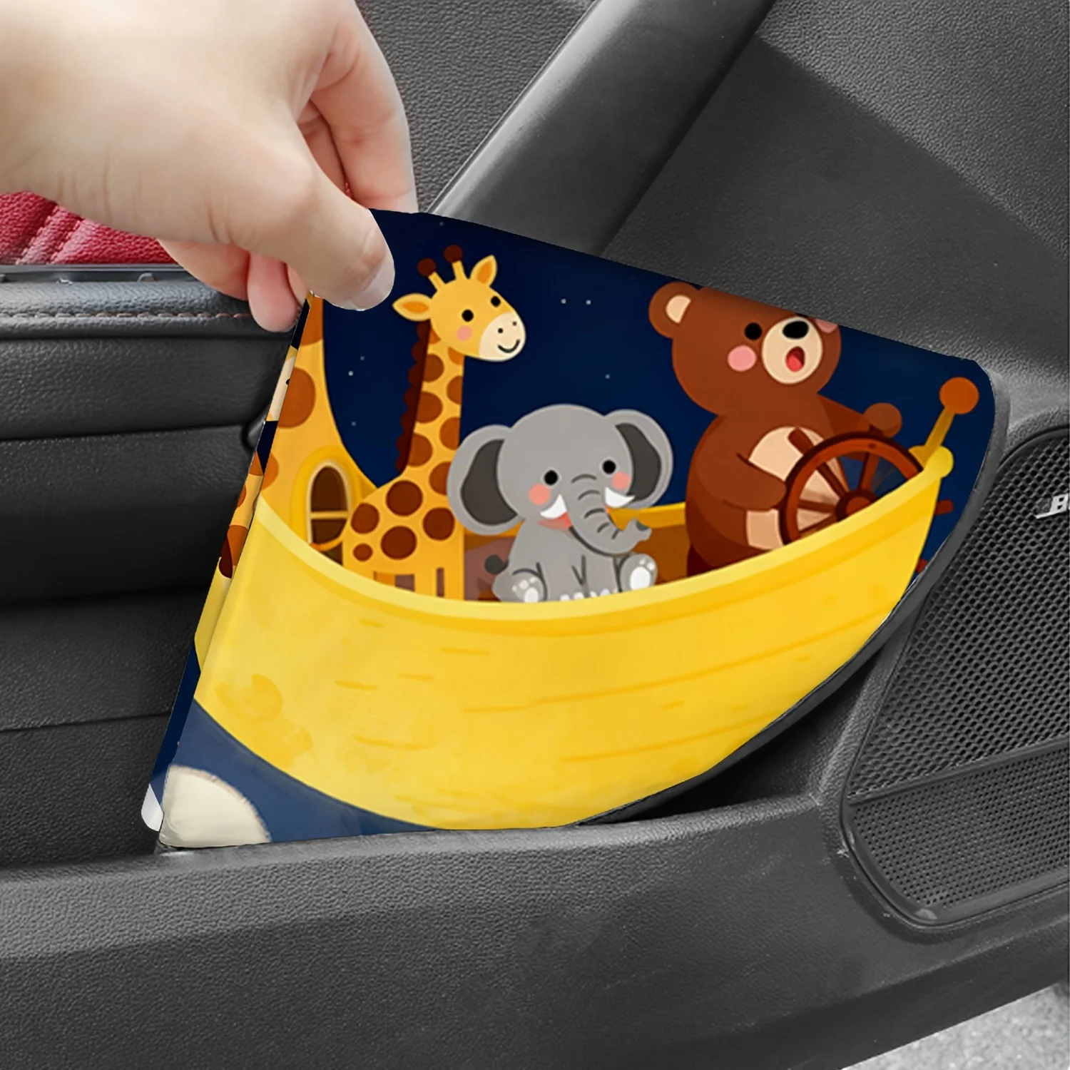 1pc Moonship Animal Adventure Printed Car Steering Wheel Cover - Heat Insulation, Sunshade, High-Temperature Design, Car Interio