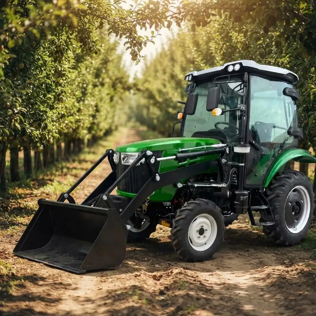 Factory Direct Sale 80 Horsepower 4Wd With Front Loader Euro V Standard Ac Cabin Multi-Purpose Farm Agricultural Tractor