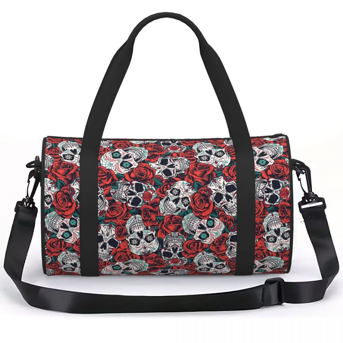 Vintage Floral Skull RosesLuggage Bag Large Capacity Duffle Tote Bag Handbags Gym Bags Fitness Bag for Boys Girls