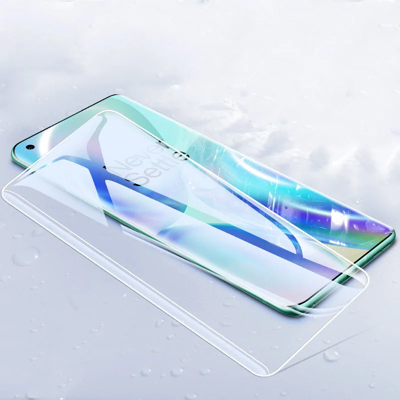 Protecteur d'écran pour OnePlus 9 8 7T Pro, verre trempé 3D UV liquide à colle complète pour OnePlus 9 8 7T Pro