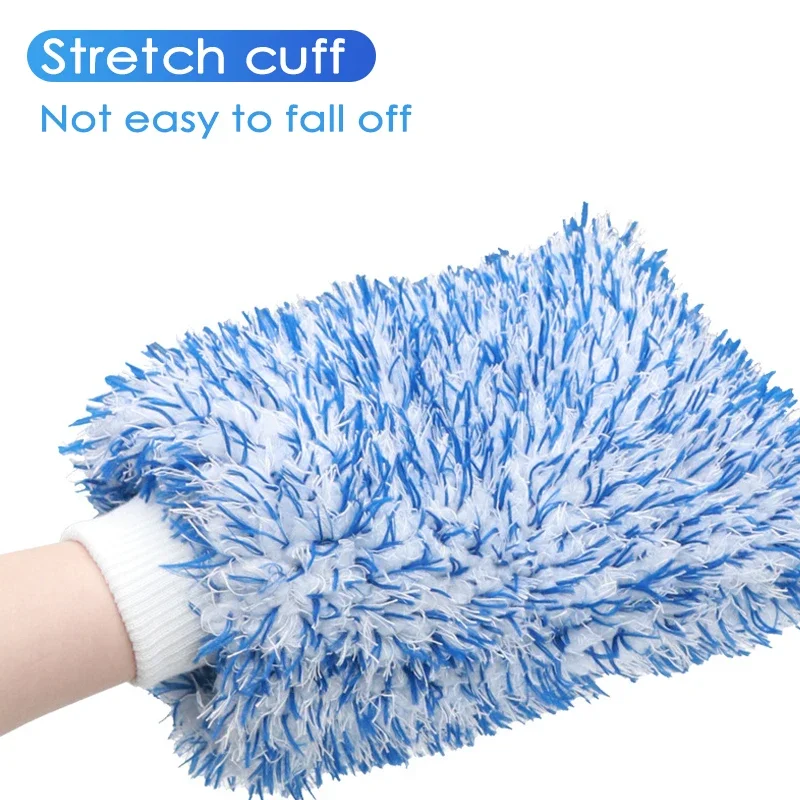 Double-sided thickened plush car cleaning gloves microfibre absorbent cleaning coral fleece car wash gloves