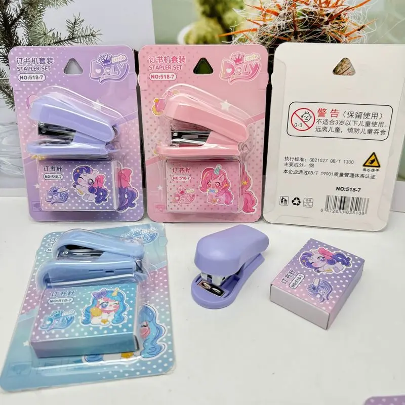 Cartoon My Little Pony Mini Stapler Set Cute Student Stationery Bookbinding Machine Test Paper Stapler Office Accessories Gifts