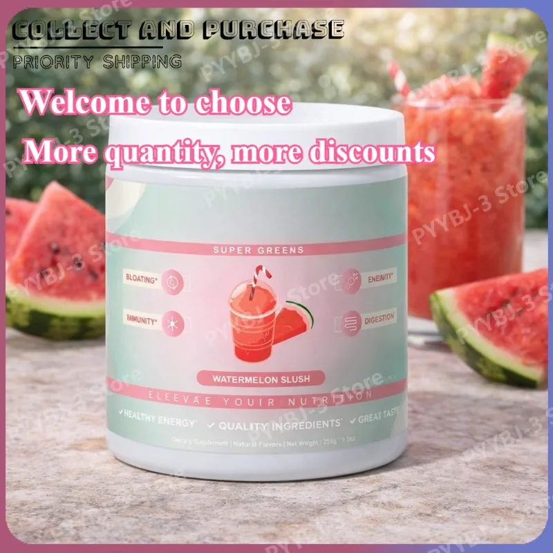 

Watermelon Flavor Plant-Based Supplement Contain Wheatgrass Barley Grass Organic Super Greens Powder Support Gut Health Balance