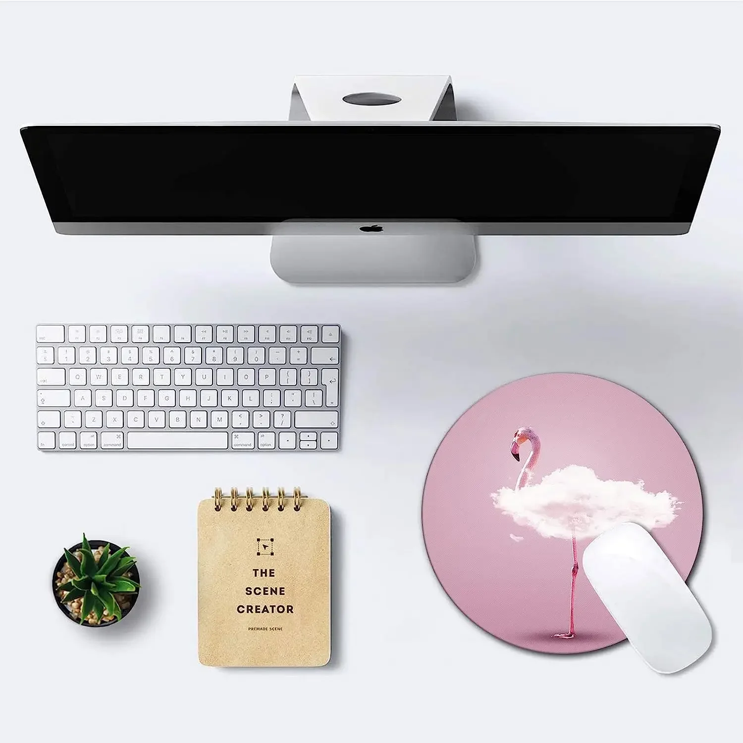 Round Mouse Pad Pink Flamingo Mouse Mat Small Non-Slip Rubber Base Round Mousepad with Designs for Working and Gaming Home