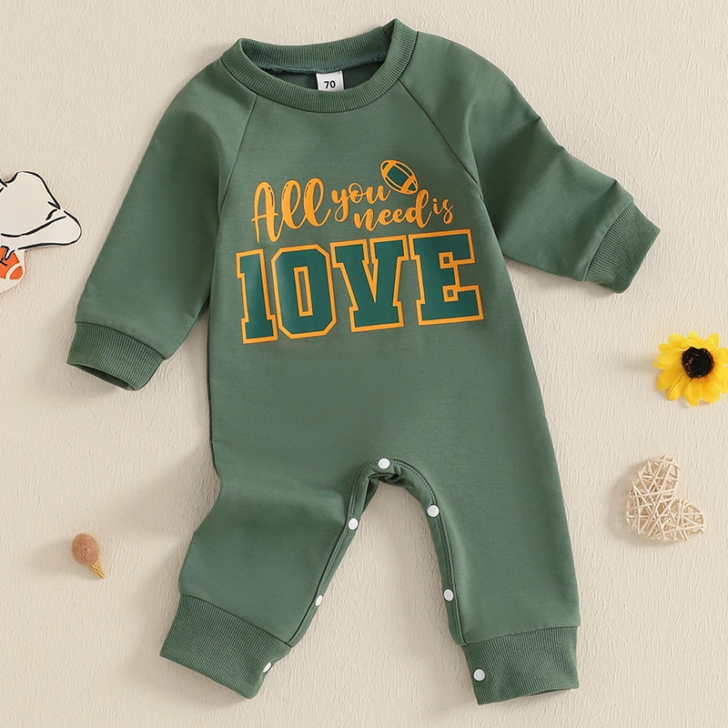 بدلة رومبير أنيقة للأولاد الرضع بأكمام طويلة ورقبة دائرية مع حروف مطبوعة، ملابس كاجوال مريحة للخريف #2