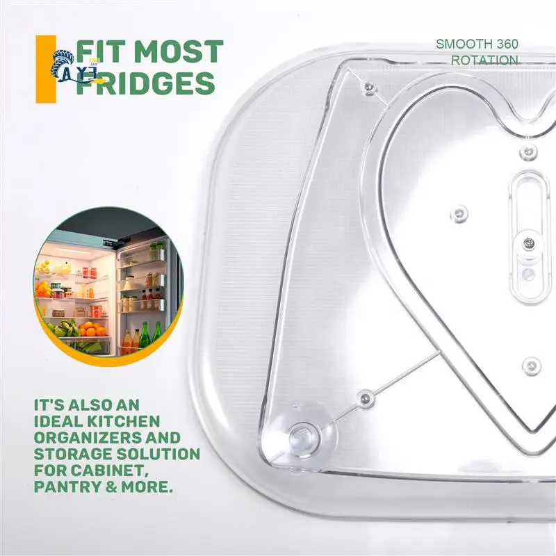 

AY03-360° Rotating Lazy Susans For Refrigerator Rectangular Fridge Organizer Cabinet Tray Refrigerator Organizers And Storage