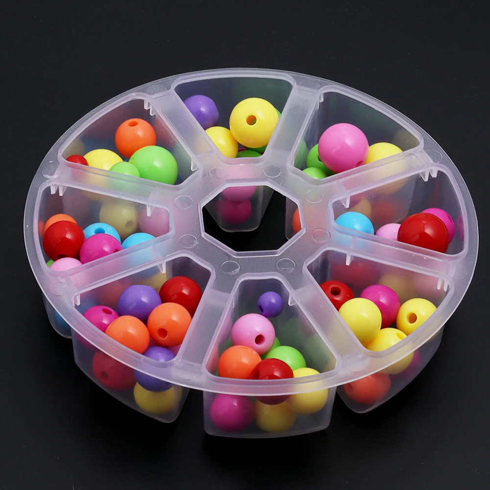 8-grid Round Transparent Plastic Storage Box Necklace Ring Earring Cabochon Beads Classified Storage Box DIY Jewelry Accessories