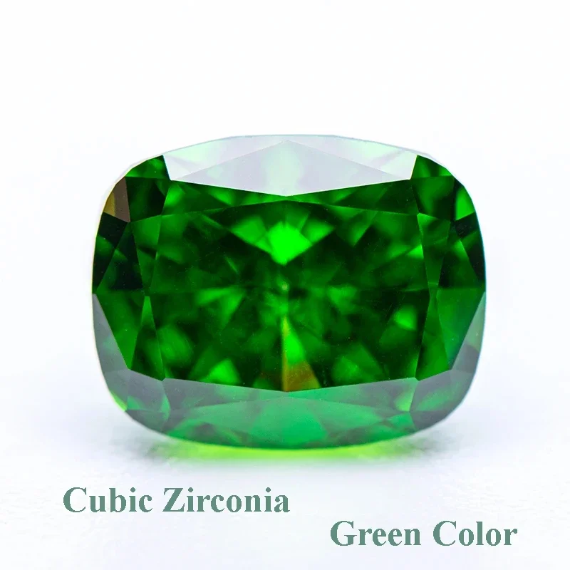 

Cubic Zirconia Crushed Ice Cut Green Color Cushion Shape Charms Beads for Diy Jewelry Making Necklace Materials No Certificate