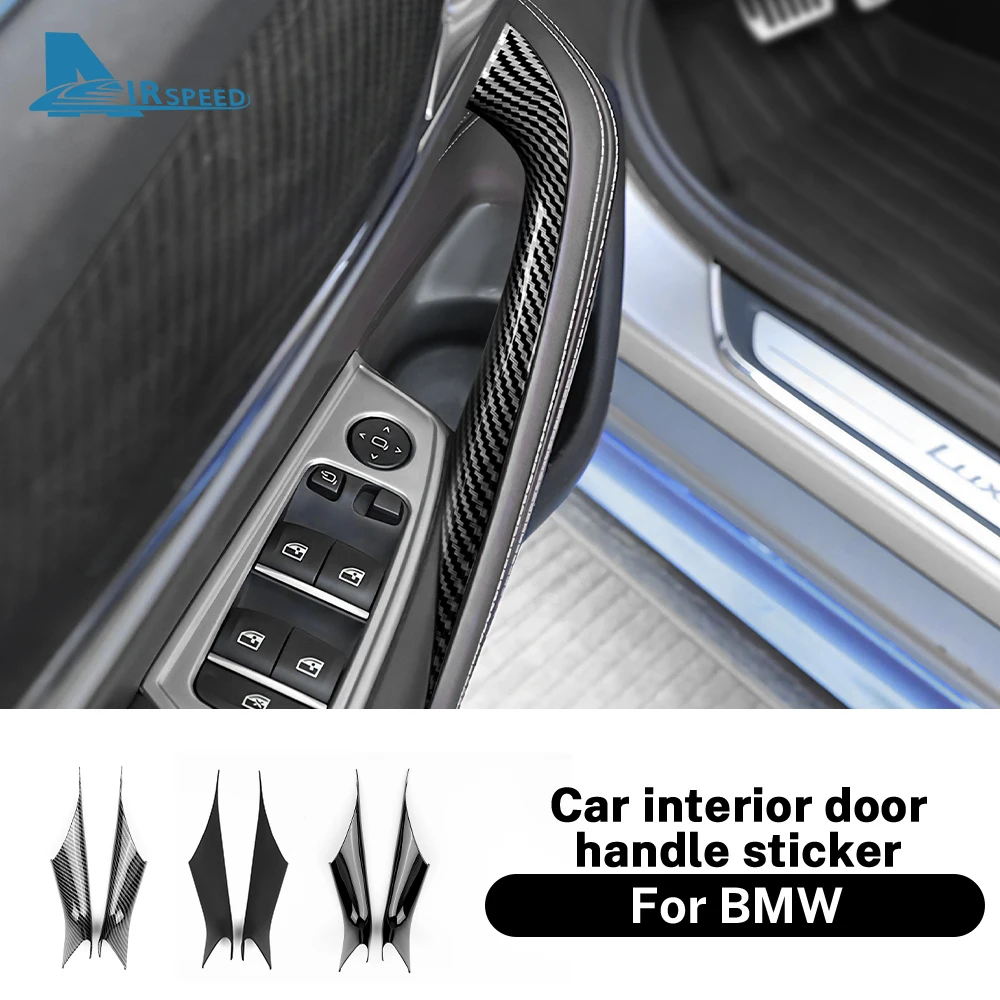 AIRSPEED ABS Carbon Look for BMW 5 Series G30 2017 2018 2019 2020 2021 2022 2023 Black Matte Inner Door Handle Pull Trim Cover