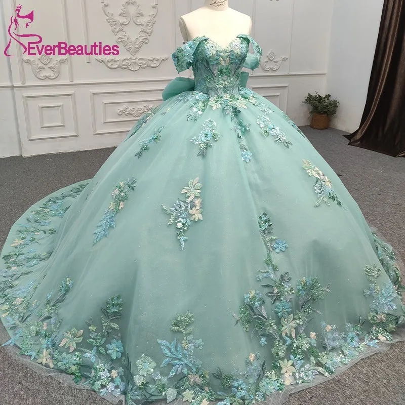 Vestidos De 15 Quinceañera Quinceanera Dress for Juniors Tulle Lace Appliques Ball Gown Off Shoulder Prom Party Dress