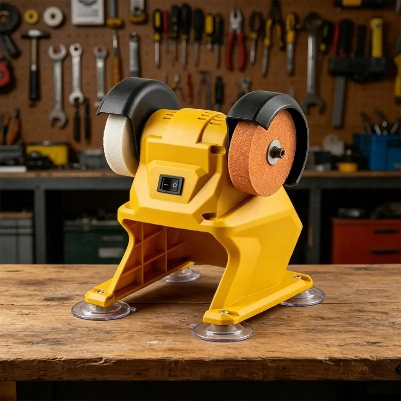 Akku-Schleifmaschine mit doppelter Schleifscheibe für Metall, Holz, DIY, kompatibel mit 21-V-Batterie-Plattform-Saugbasis D2RD – Detail 1