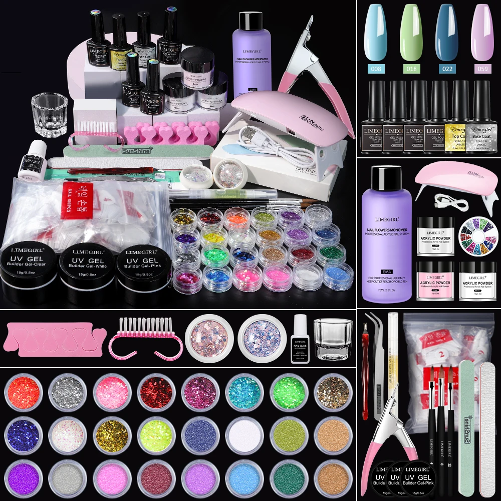 Nagel Kristall Pulver Set profession elle Kristall Nagel Polymer Tipps Acryl Gel politur Nagel Builder Dekoration DIY Nail Art