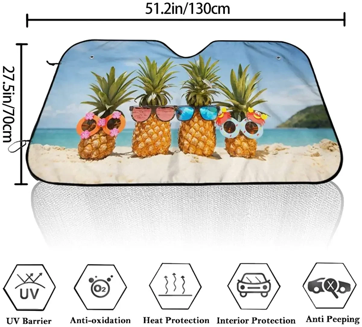 Car sunshade GOFLIES Beach Pineapple Windshield Sun Shades Visor Car Front Window Sunshade UV ProtectSTYLE FOR CAR