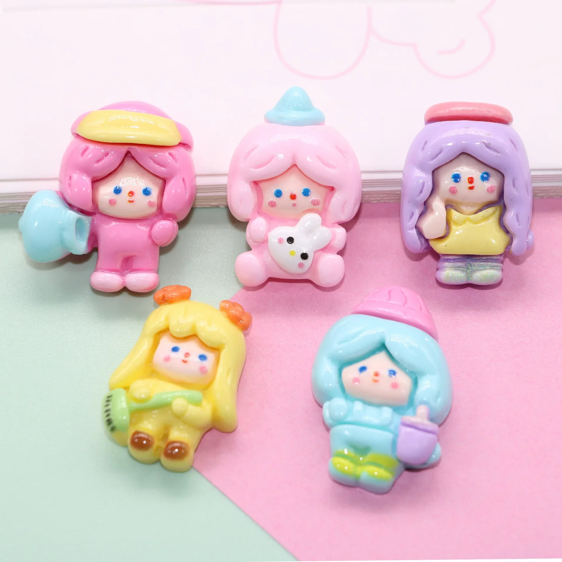 5pcs miniso Multi-sister resin accessories hole shoes diy accessories cartoon resin flatback