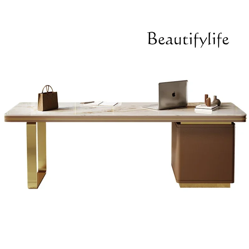 Italian light luxury home desk rock slab office table and chair combination simple modern consulting writing desk high-end